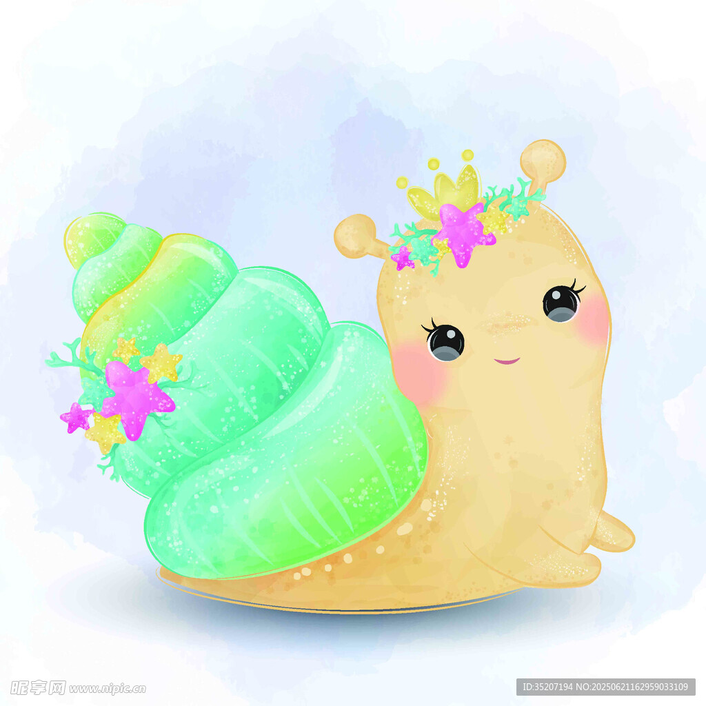 可爱卡通蜗牛形象插画