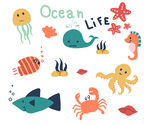 海洋生物可爱插画 