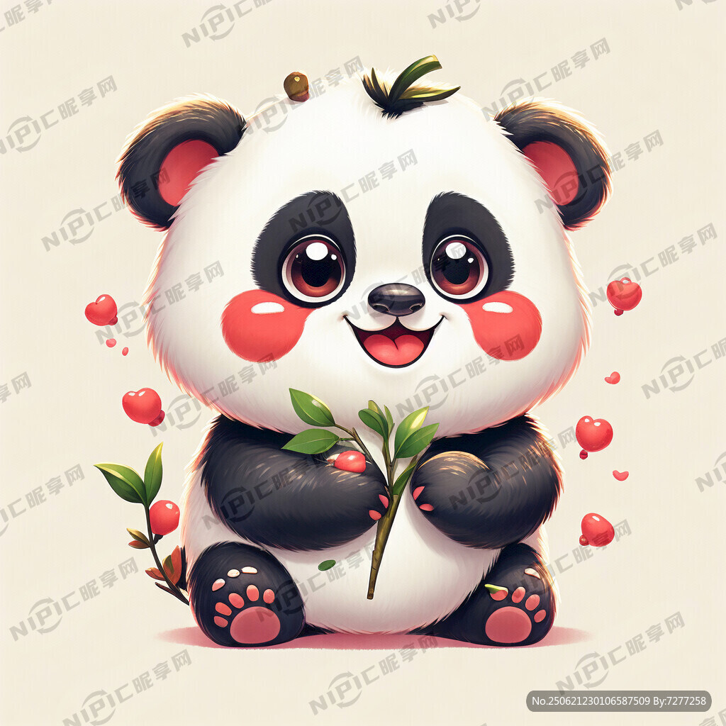 可爱的 微笑的卡通熊猫