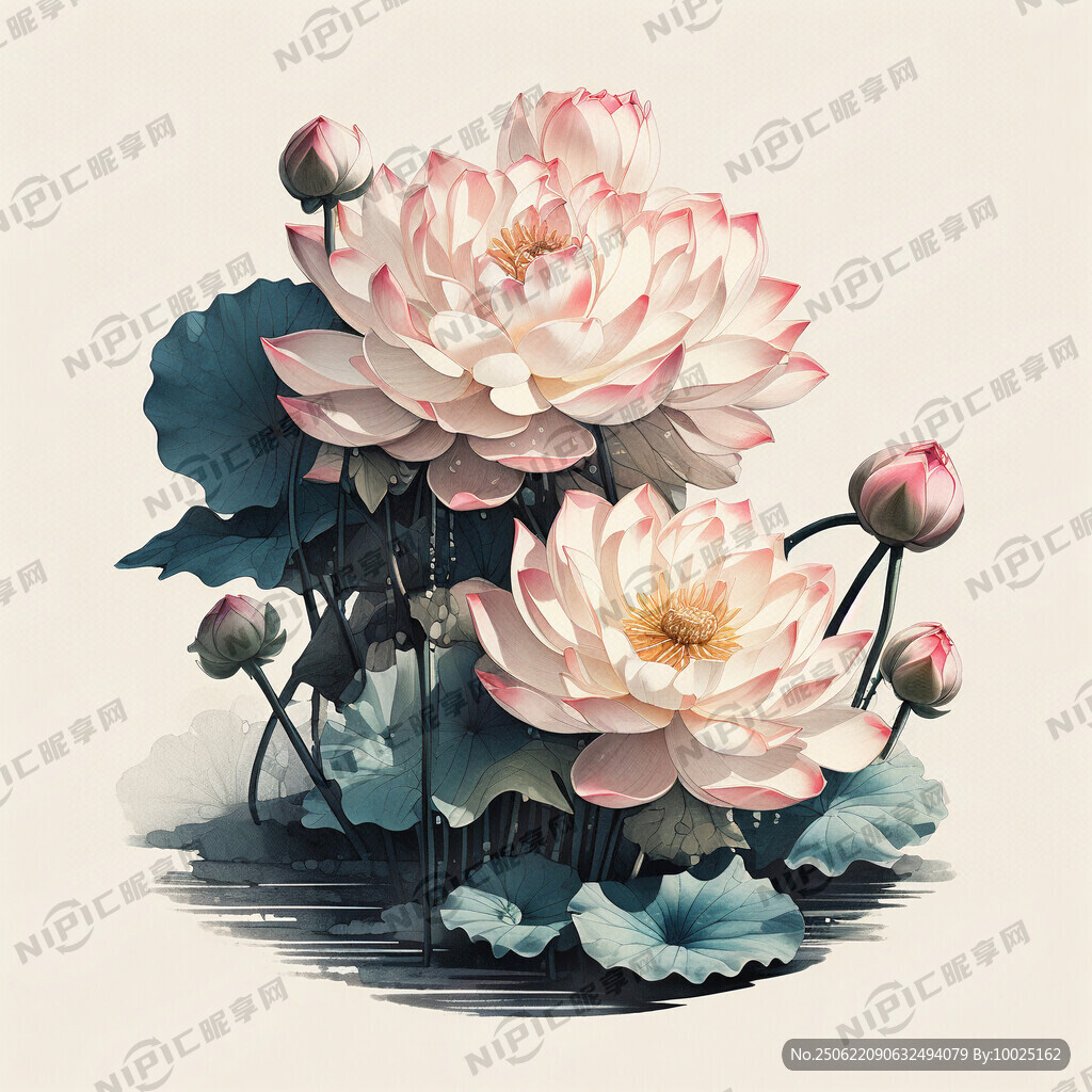 一串荷花