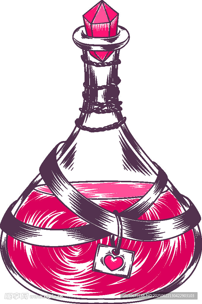 复古风格红葡萄酒瓶插画