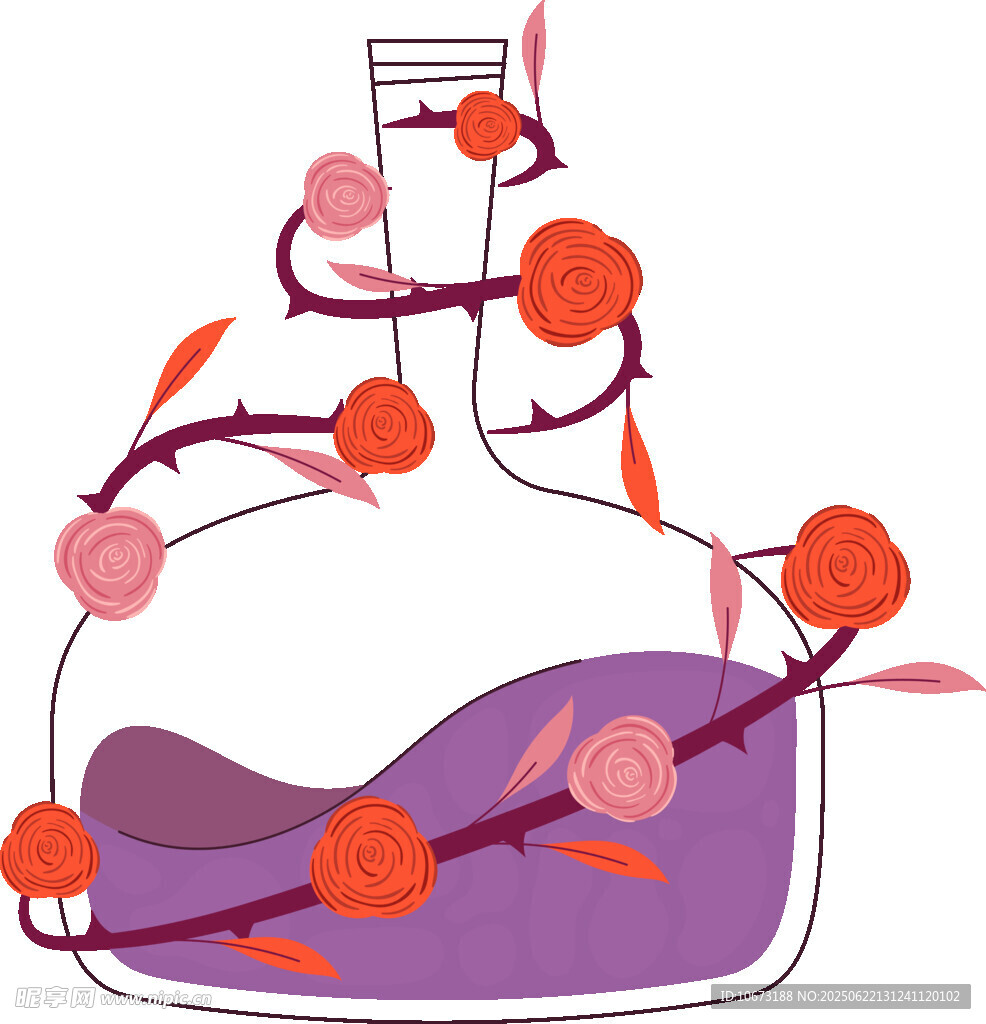 瓶中花枝插画