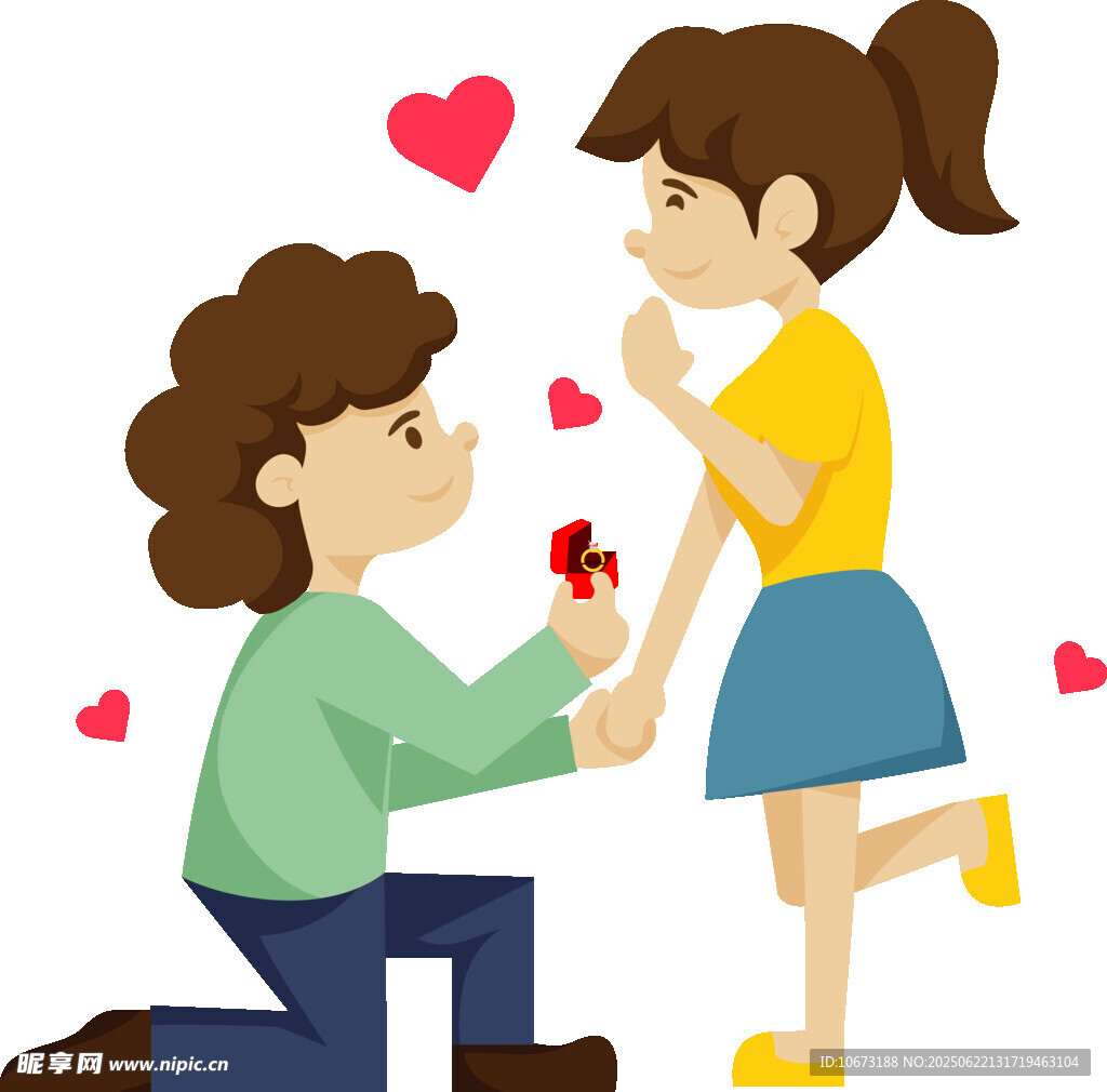 男孩跪地向女孩浪漫求婚