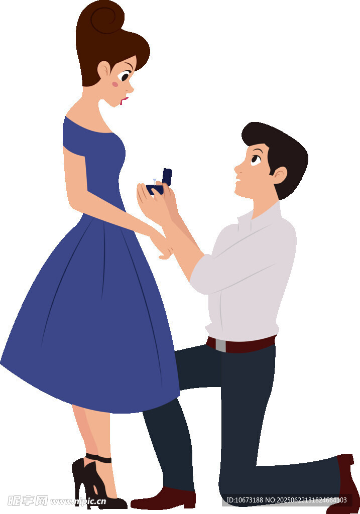 男子跪地向女子浪漫求婚
