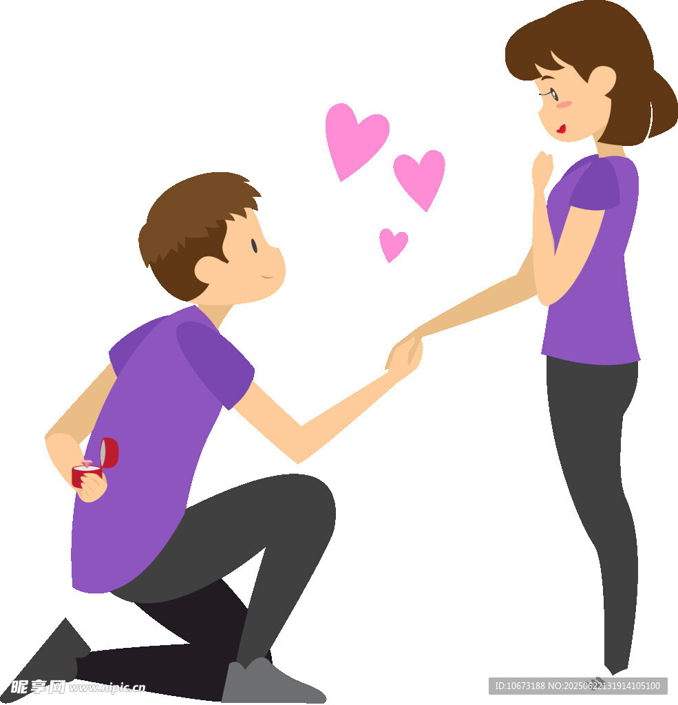 男孩跪地向女孩浪漫求婚