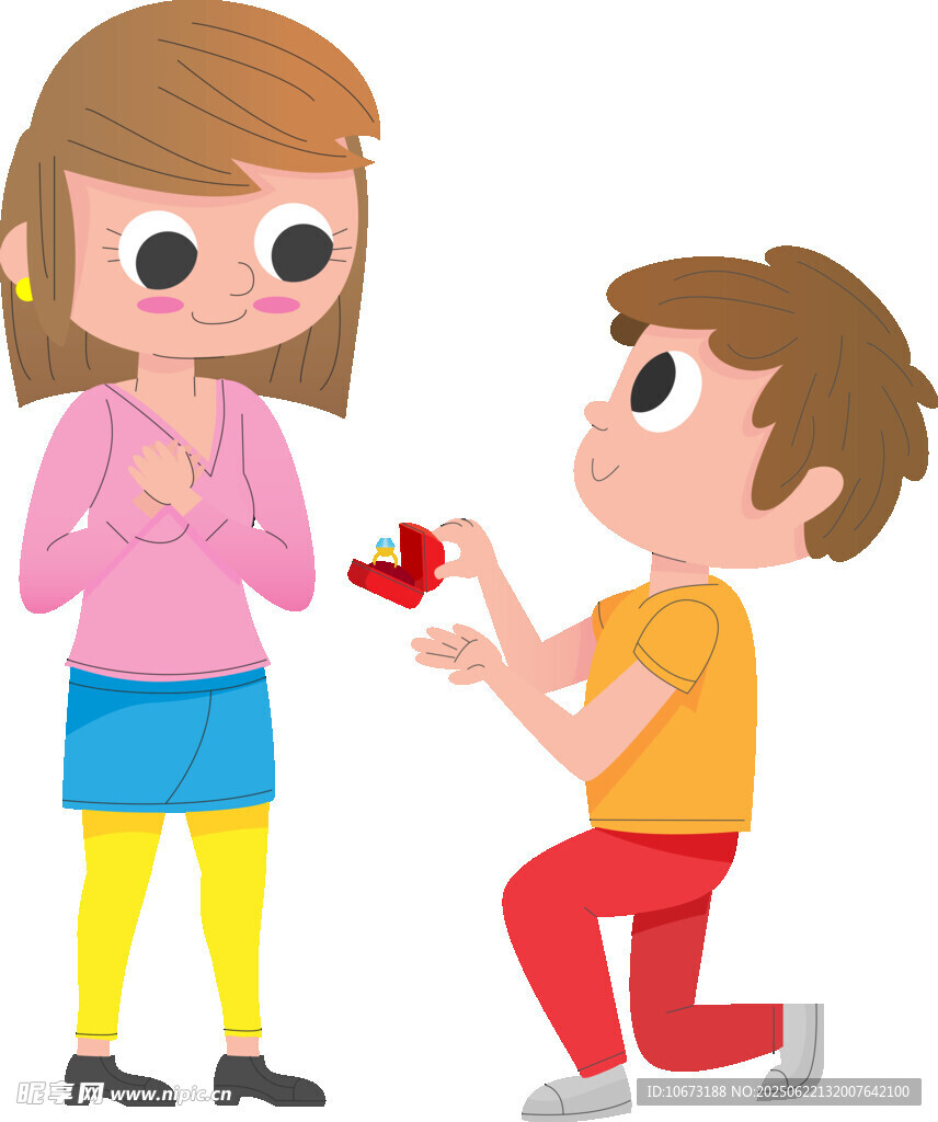 男孩跪地向女孩浪漫求婚