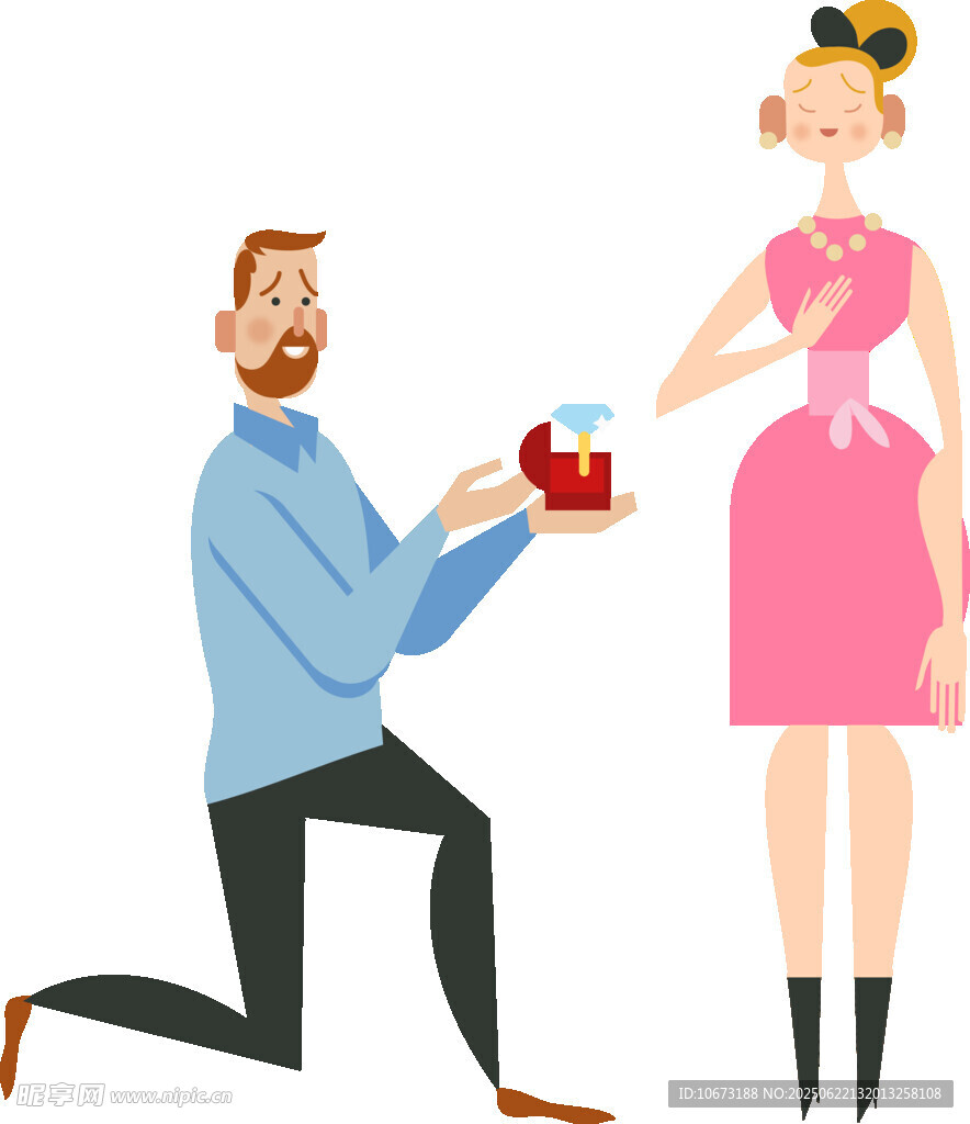 男子跪地向女子浪漫求婚