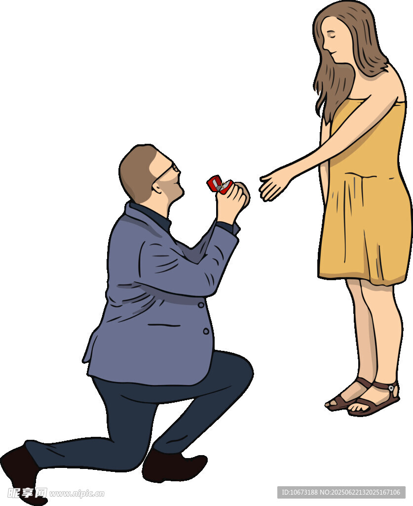男子跪地向女子浪漫求婚