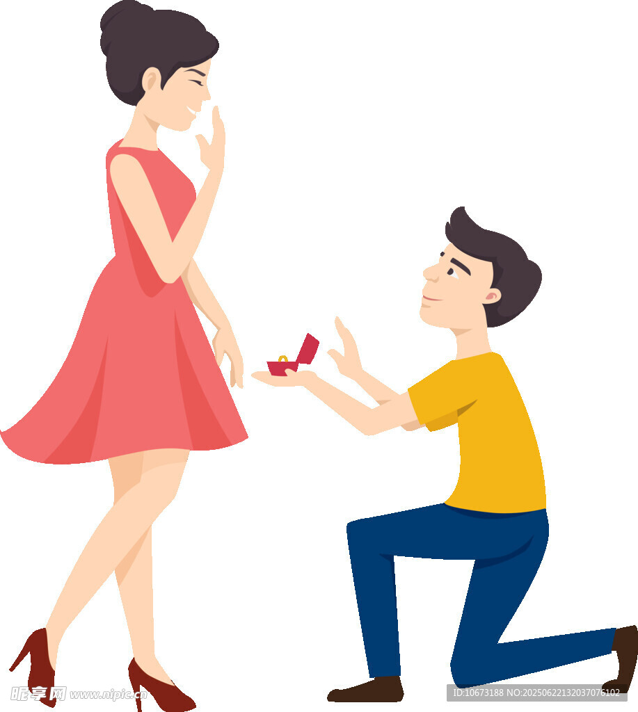 男子跪地向女子浪漫求婚
