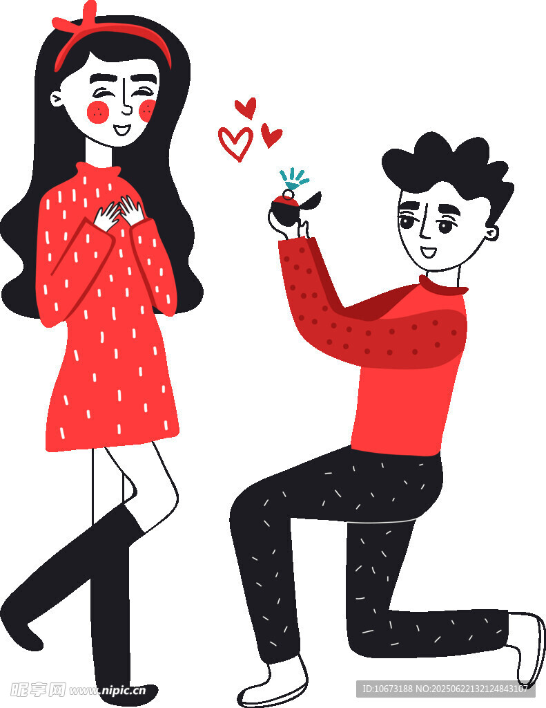 男孩跪地向女孩浪漫求婚