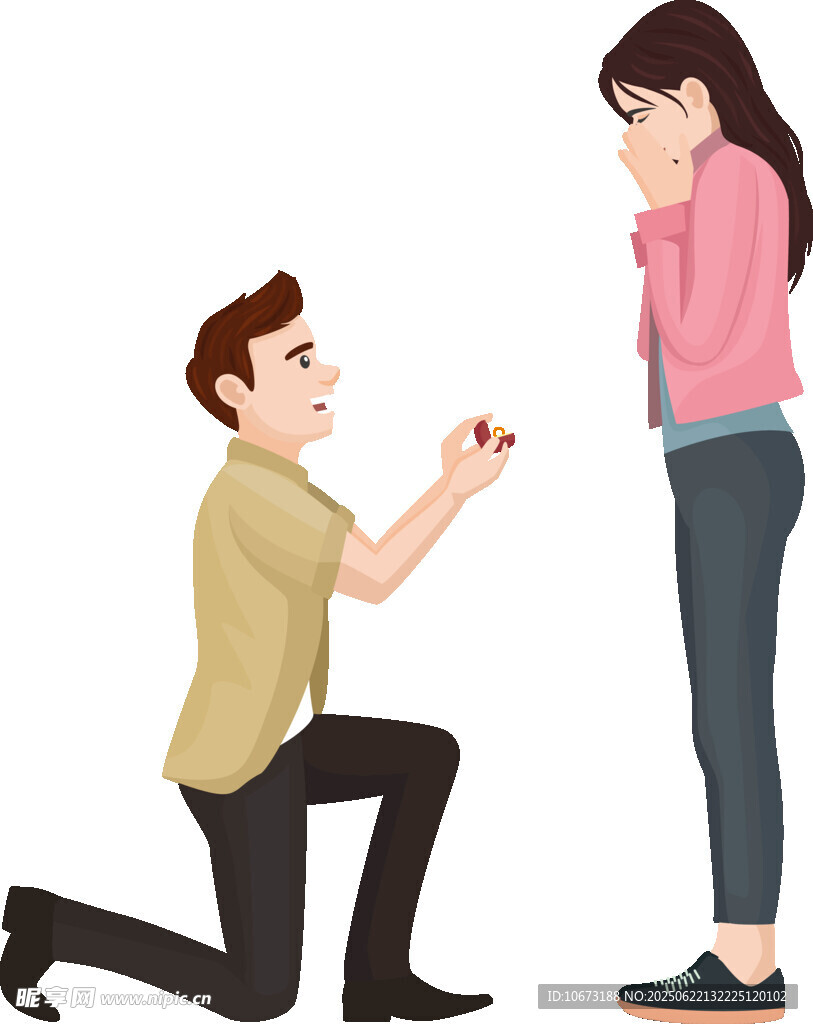 男子跪地向女子浪漫求婚
