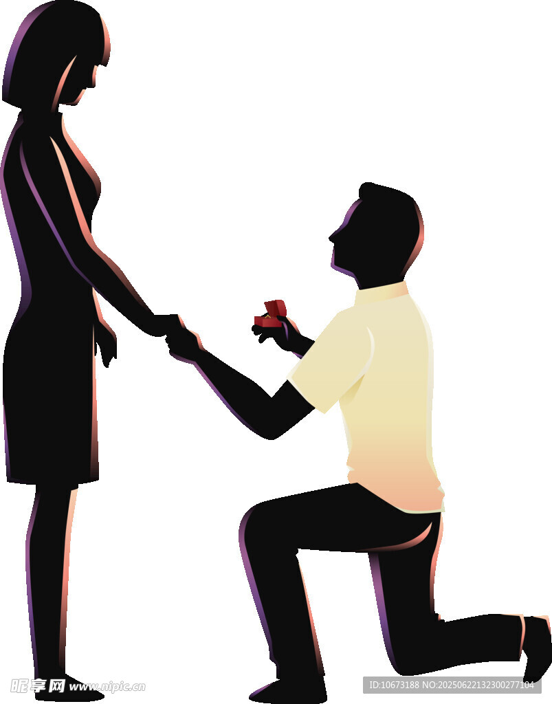 男子跪地向女子浪漫求婚