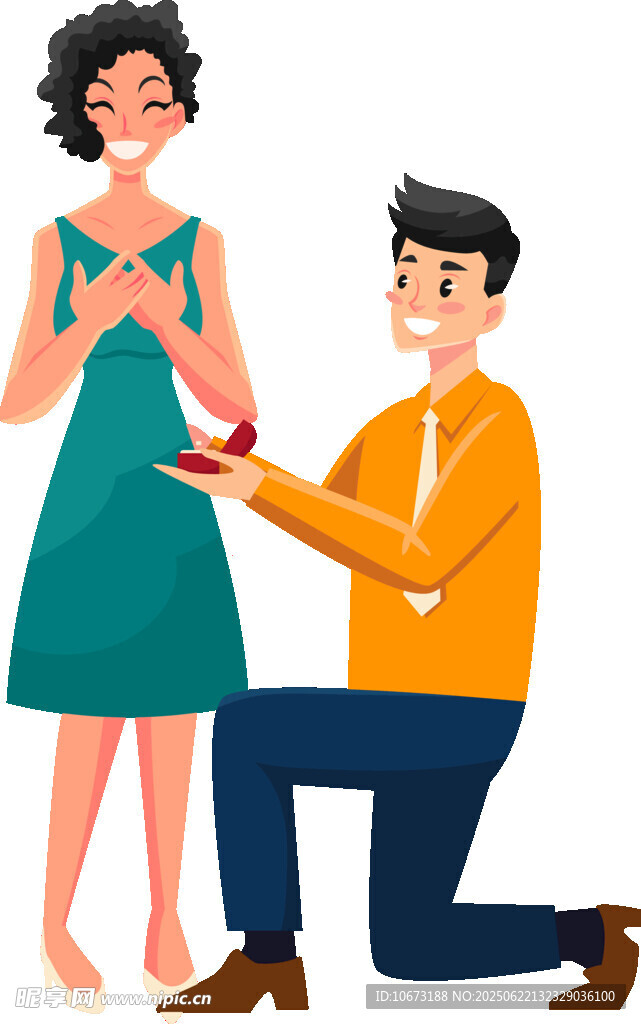 男子跪地向女子浪漫求婚