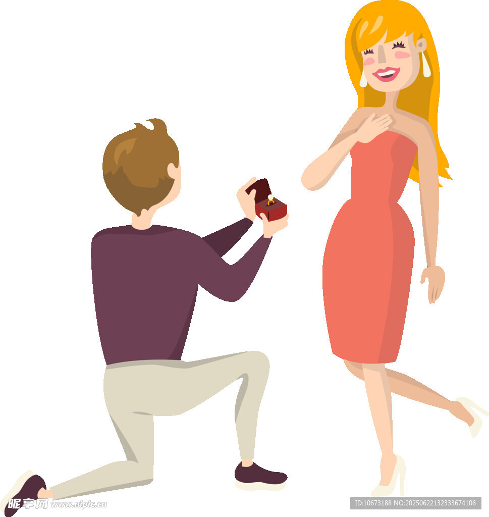 男子跪地向女子浪漫求婚