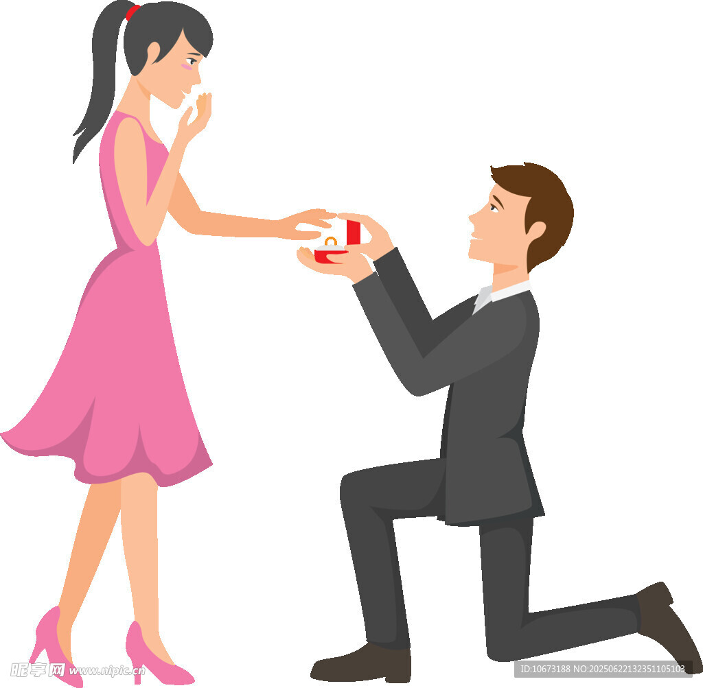 男子跪地向女子浪漫求婚