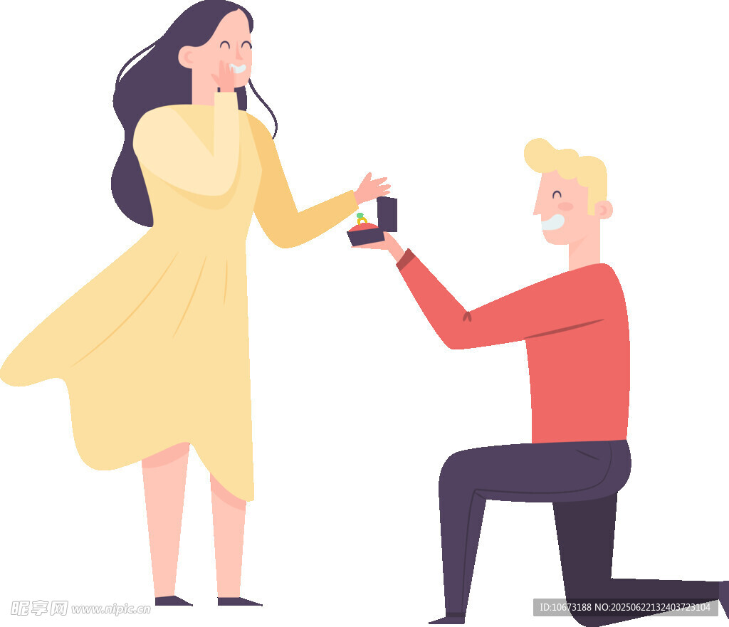 男子跪地向女子浪漫求婚