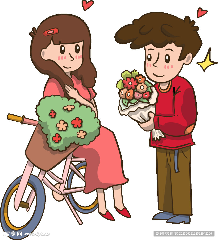 男孩向女孩浪漫送花