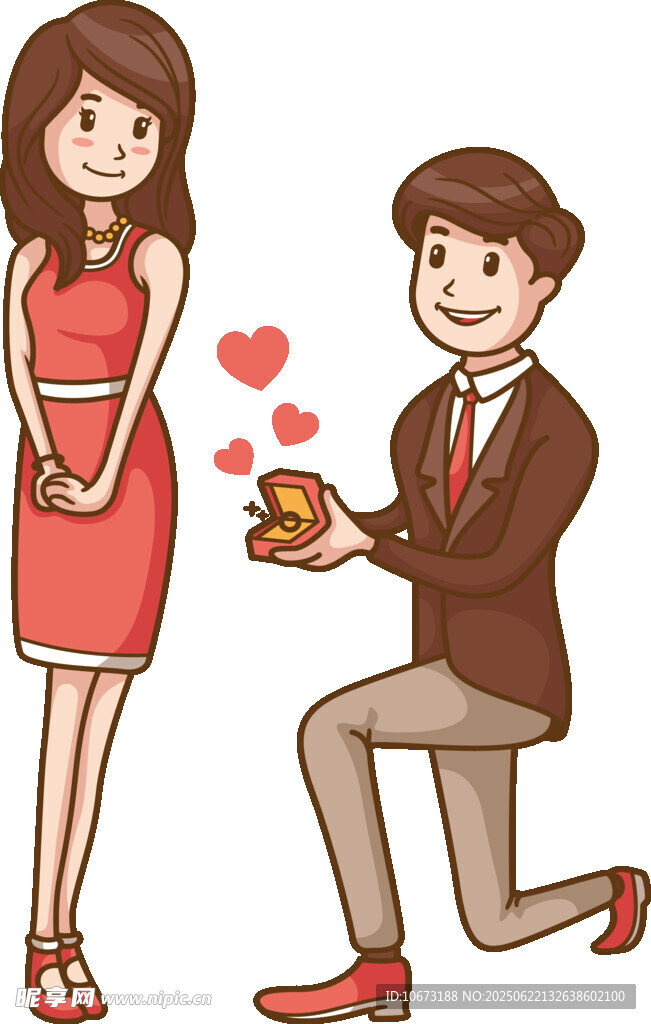 男子跪地向女子浪漫求婚