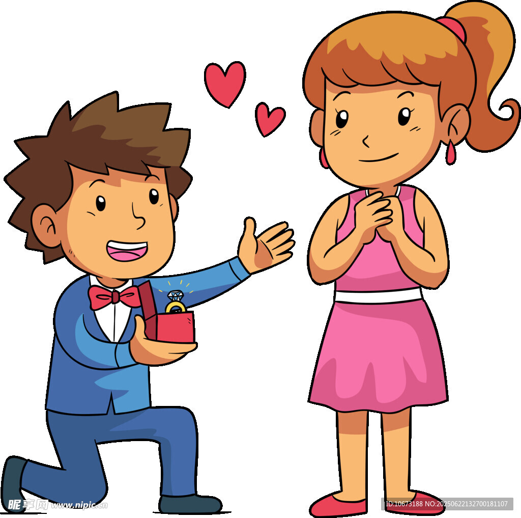 男孩跪地向女孩浪漫求婚