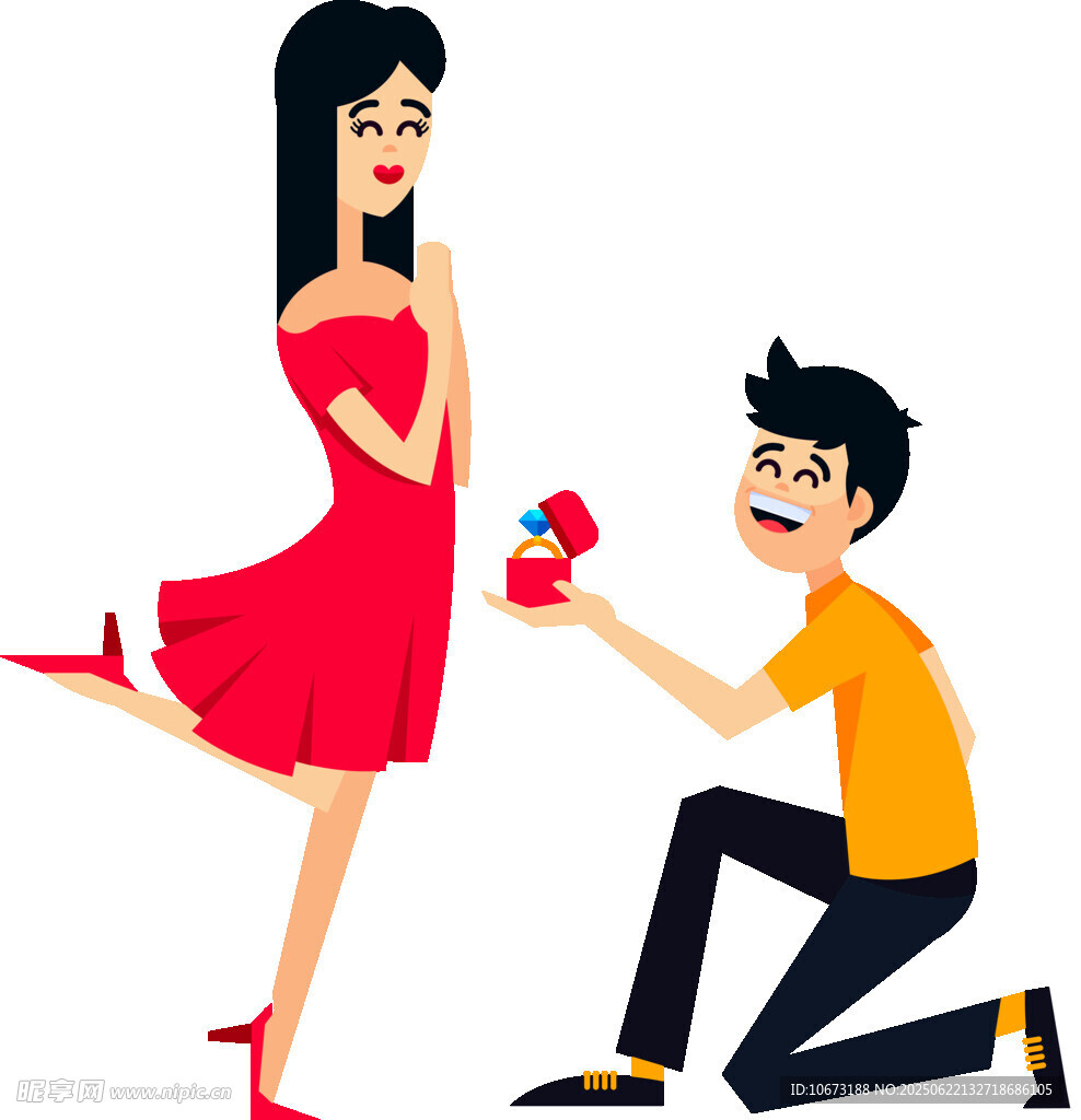 男子跪地向女子浪漫求婚