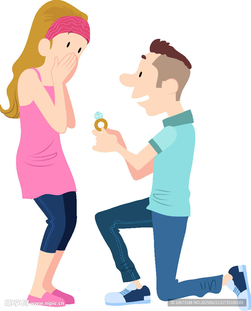 男子跪地向女子浪漫求婚