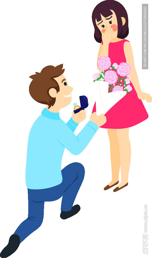 男子跪地向女子浪漫求婚