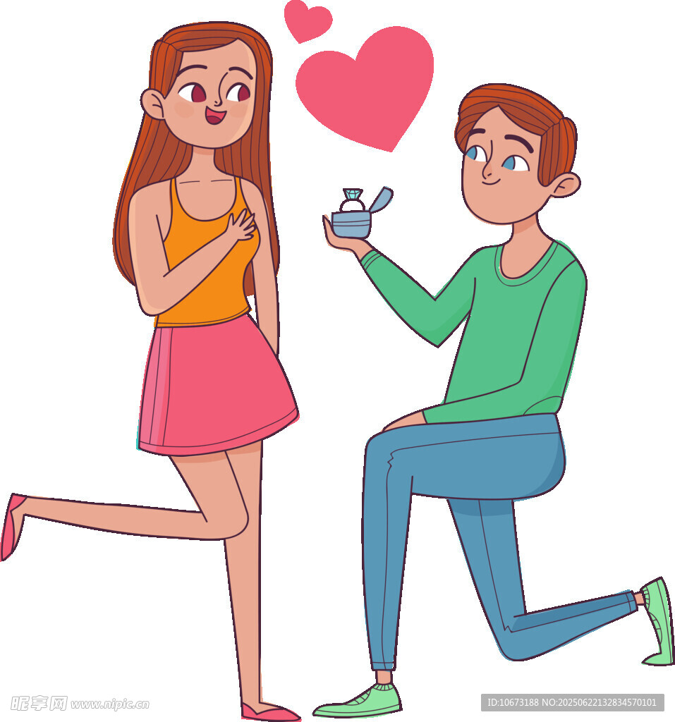 男孩跪地求婚女孩惊喜
