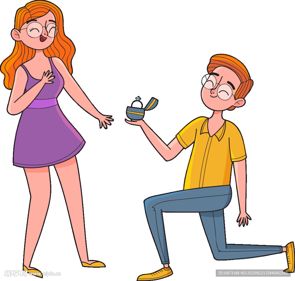男孩跪地向女孩浪漫求婚