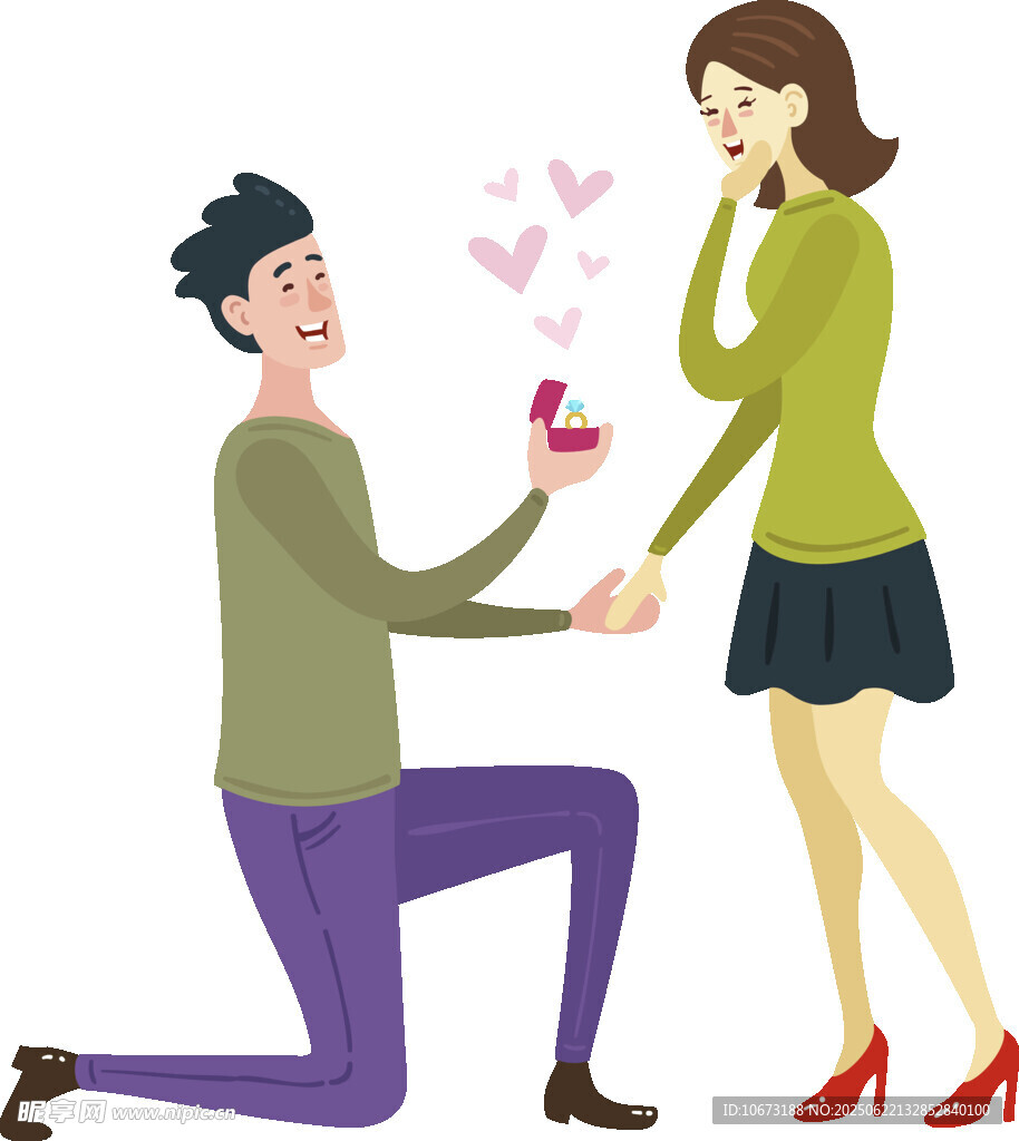 男子跪地求婚的浪漫瞬间