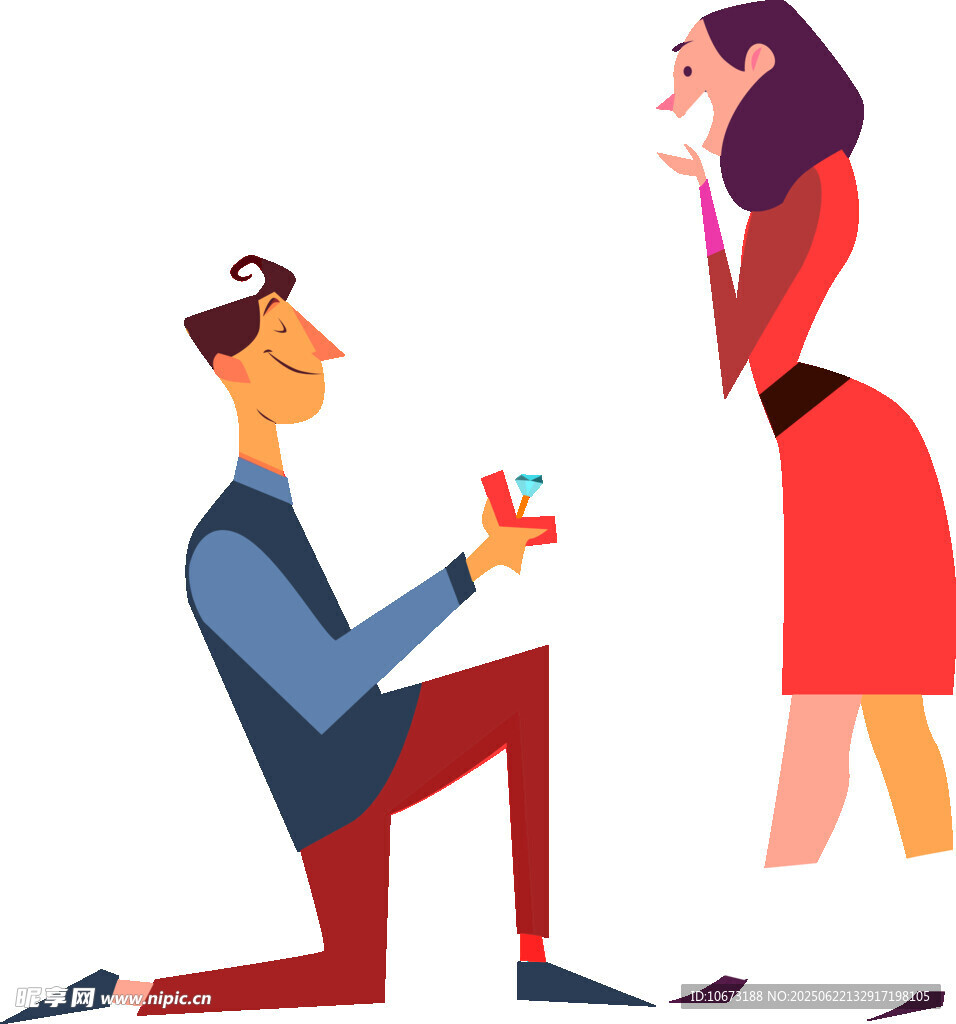 男子跪地向女子浪漫求婚