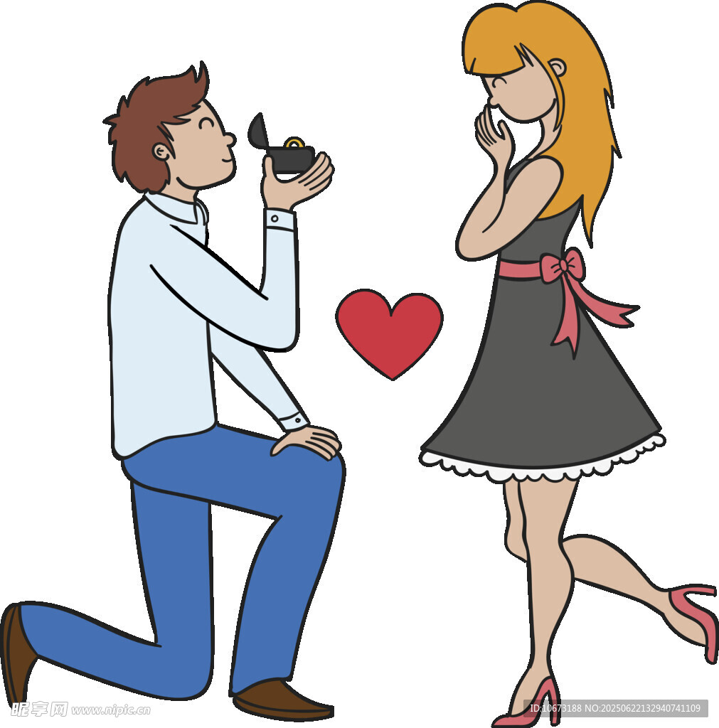 男子跪地求婚浪漫瞬间