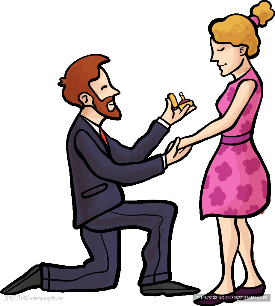 男子跪地向女子浪漫求婚