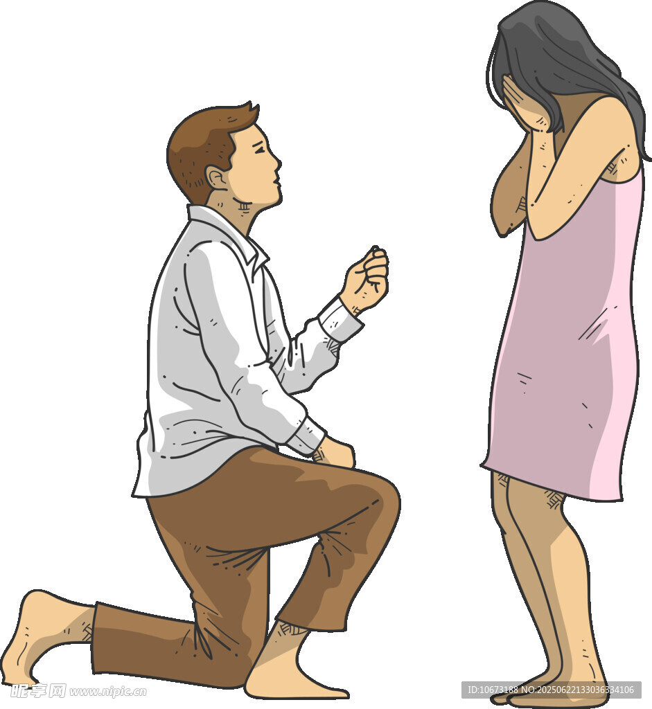 男子跪地向女子浪漫求婚