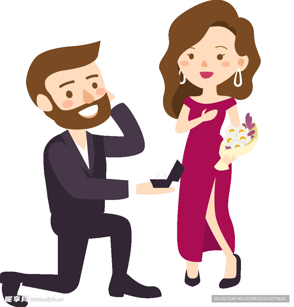 男子跪地向女子浪漫求婚