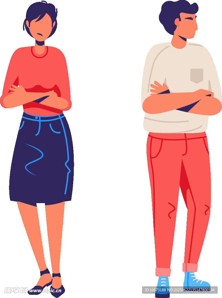 站立的男女角色插画