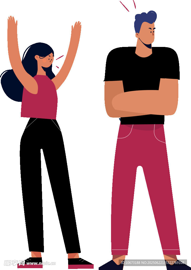 男女不同姿态对比画面