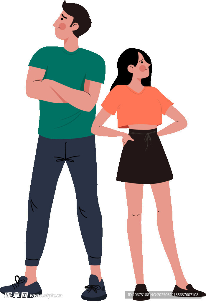 并肩而立的时尚男女