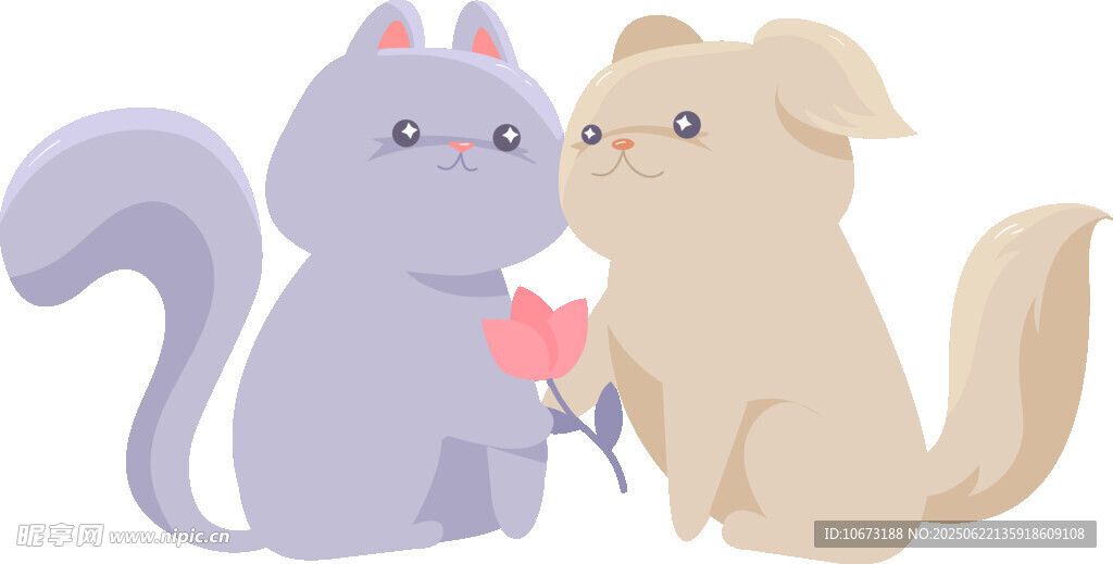 可爱猫狗甜蜜相拥