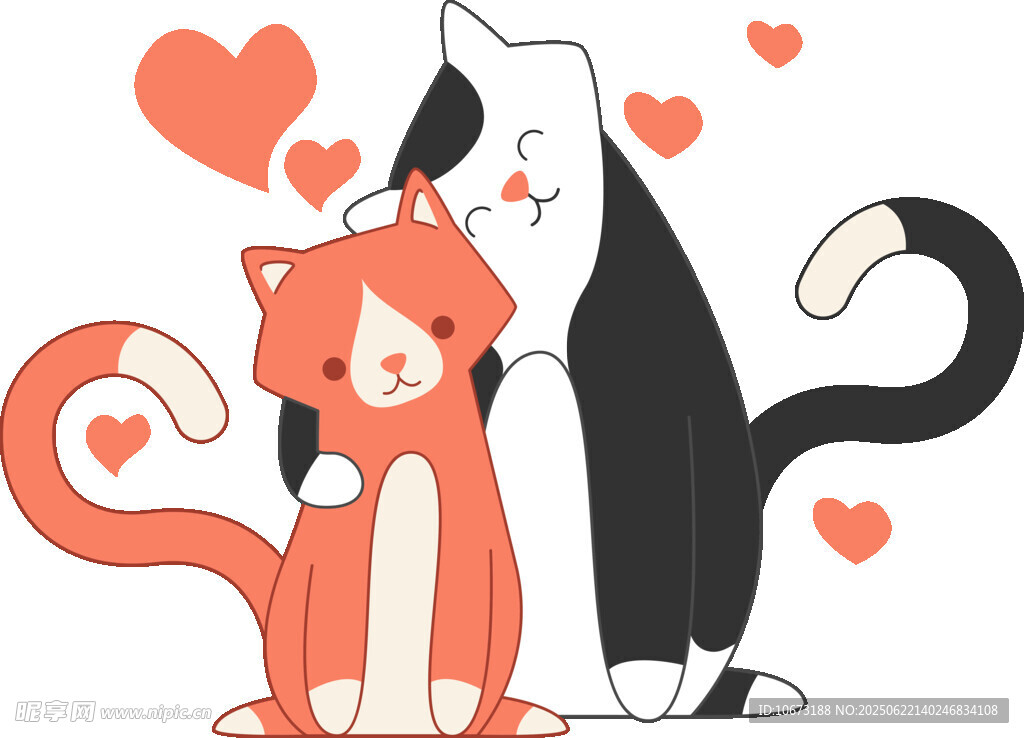 甜蜜依偎的猫咪情侣