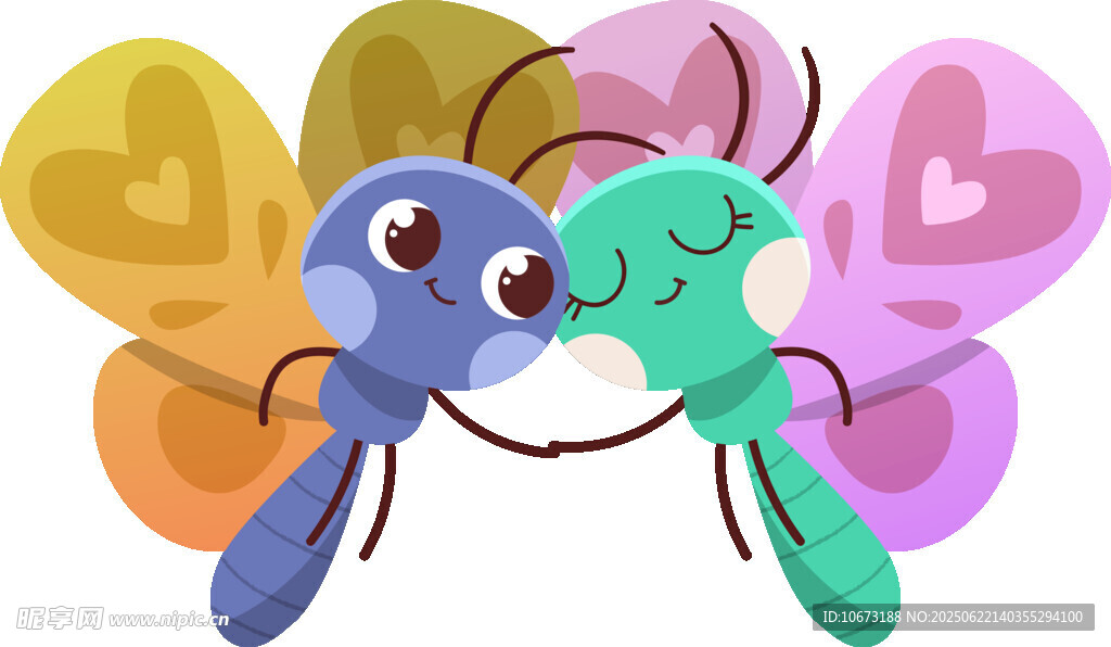 可爱蜻蜓情侣插画