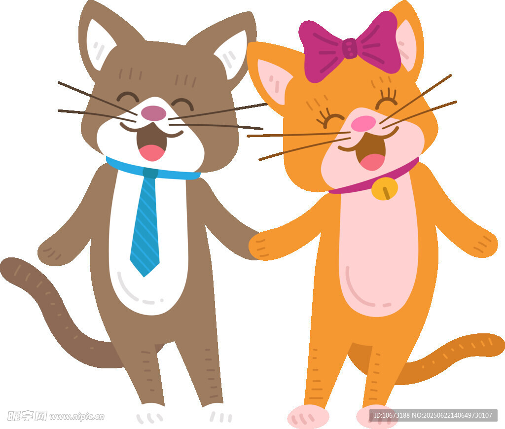 可爱猫咪牵手欢乐相伴
