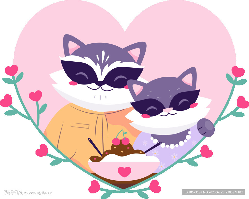 甜蜜猫咪情侣共品美食