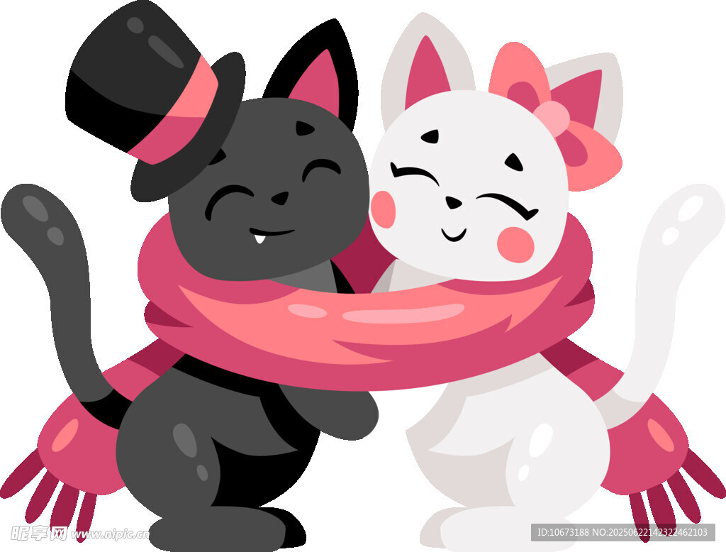 可爱猫咪相拥戴围巾