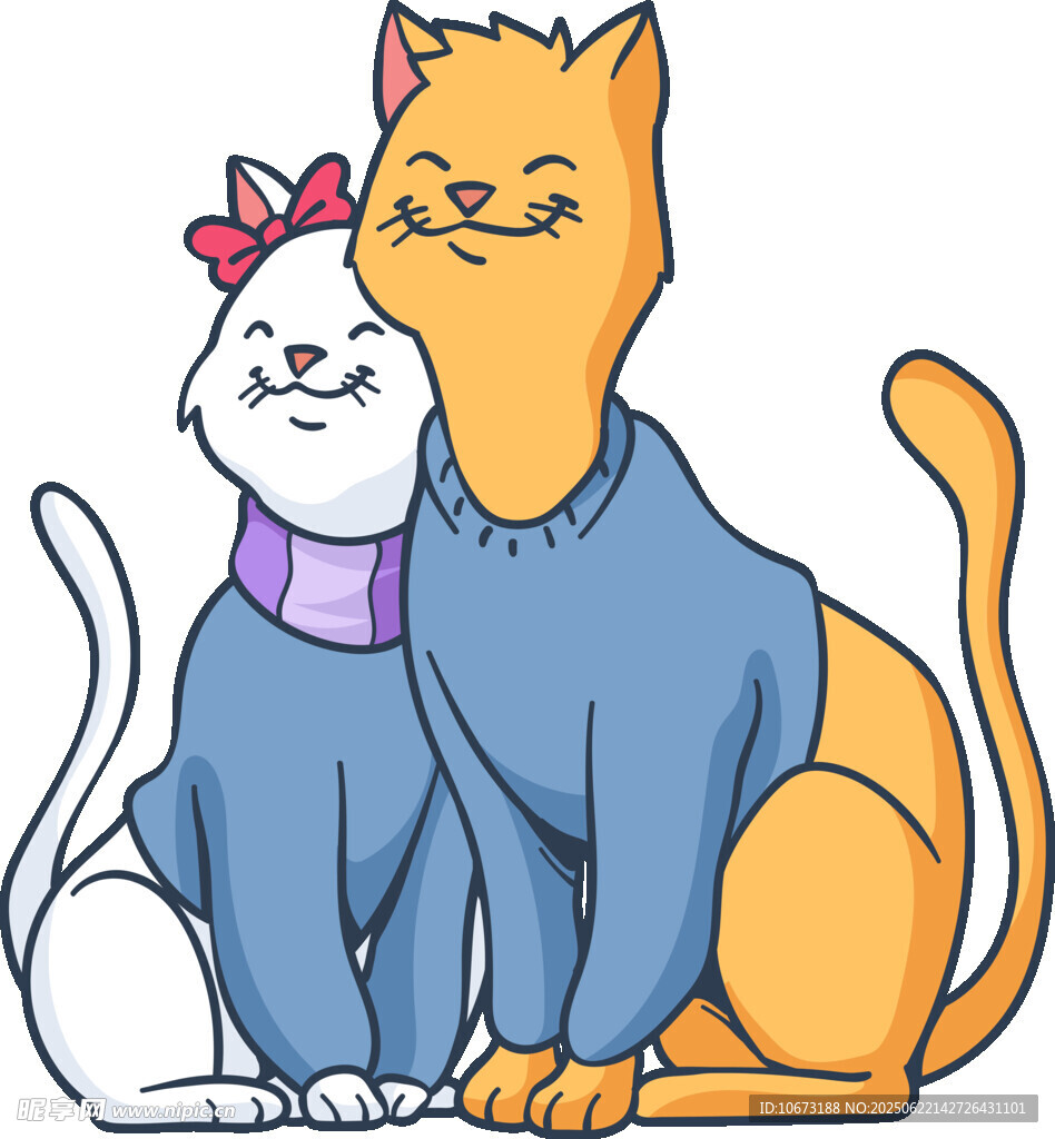 甜蜜依偎的猫咪情侣