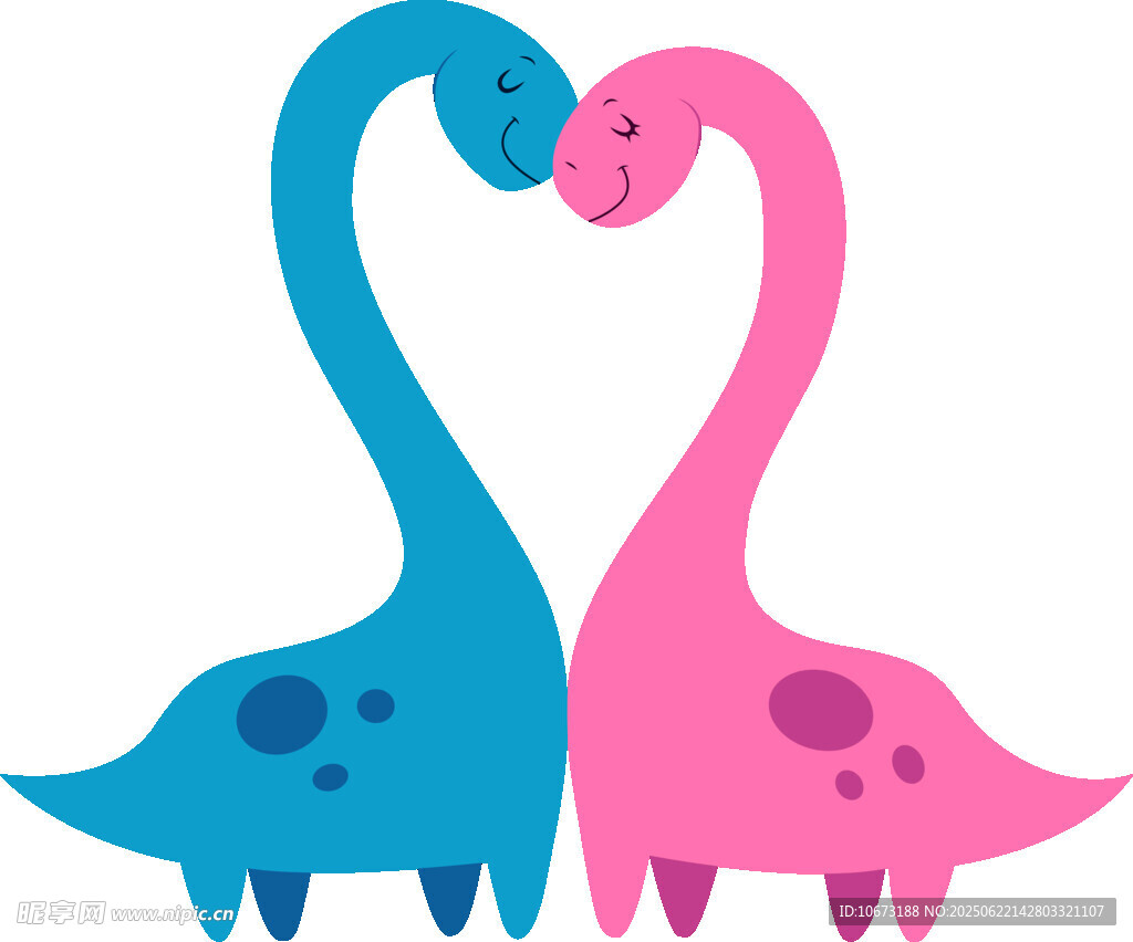 可爱双恐龙爱心造型