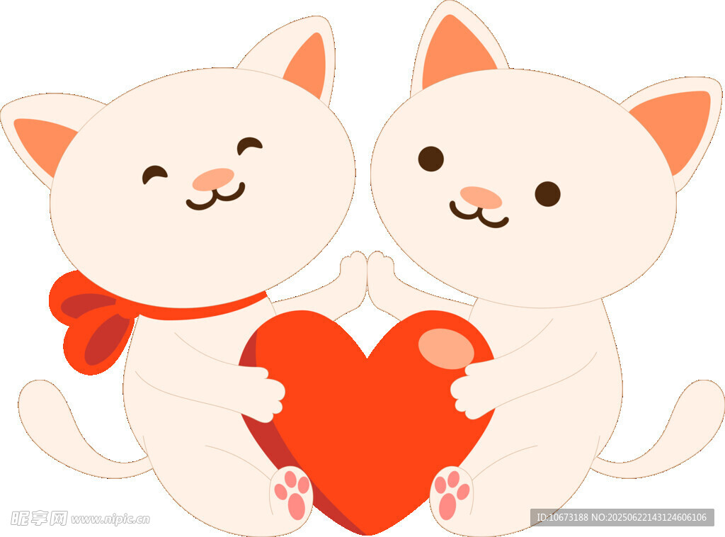 两只猫咪共拥爱心