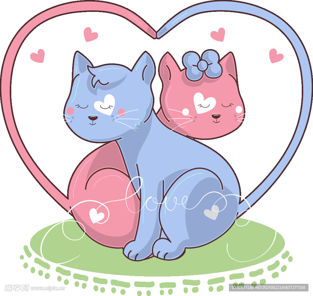 心形中依偎的可爱猫咪