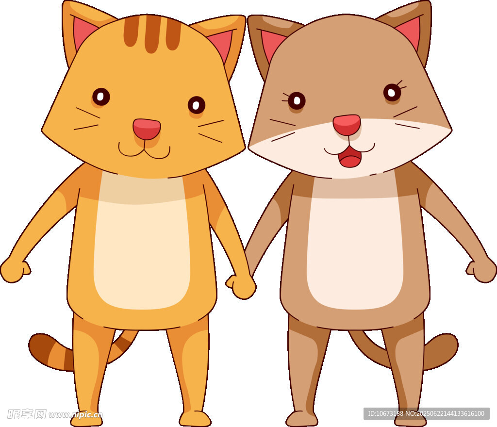 两只可爱猫咪手牵手