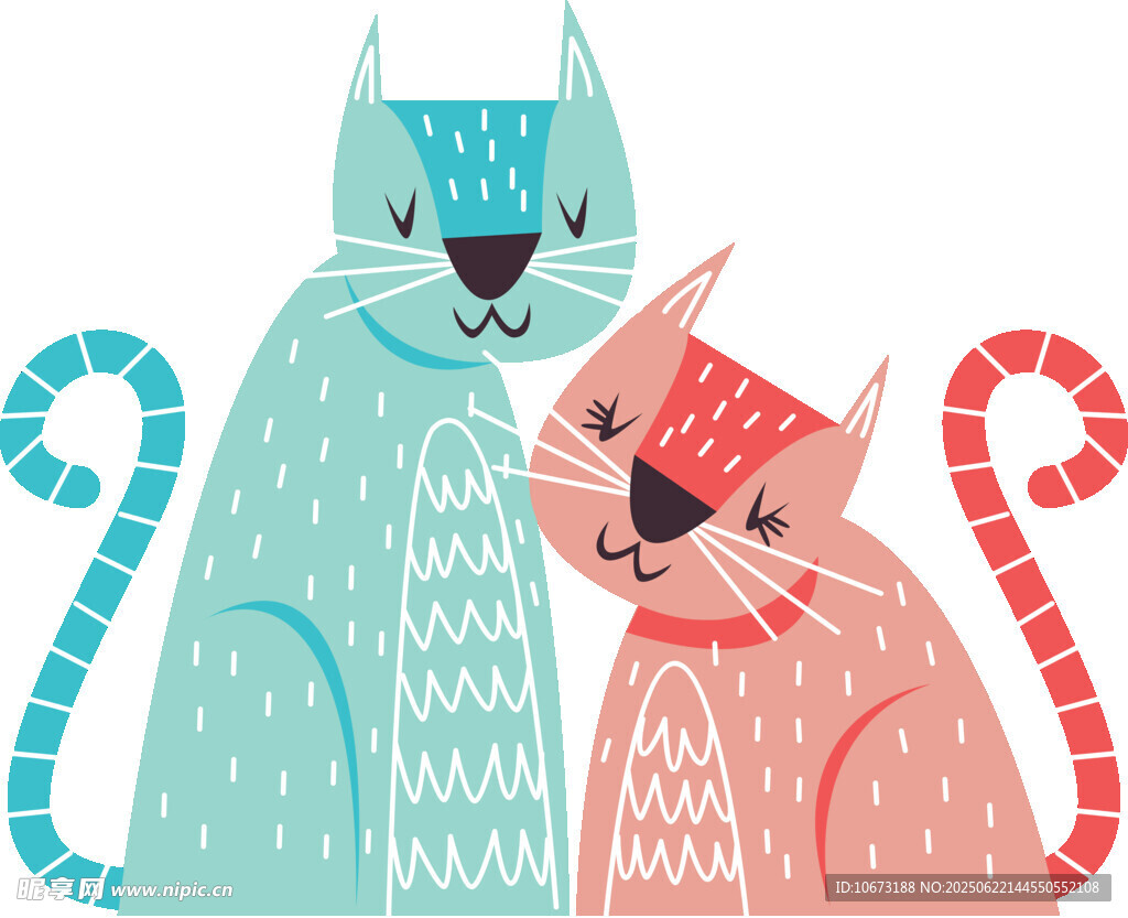 可爱双色猫咪依偎图