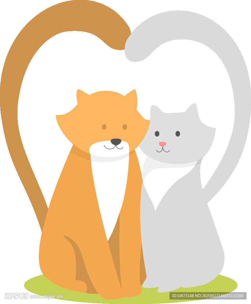 两只猫咪依偎成爱心形状
